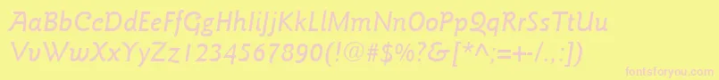 ItcGoudySansLtMediumItalic Font – Pink Fonts on Yellow Background