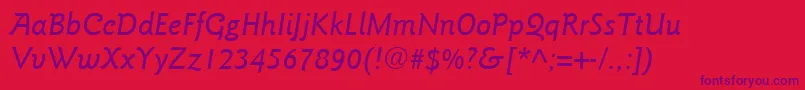 ItcGoudySansLtMediumItalic Font – Purple Fonts on Red Background