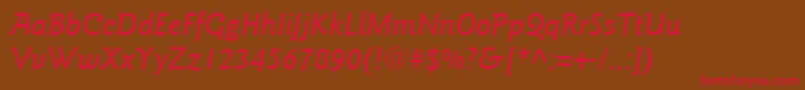 ItcGoudySansLtMediumItalic Font – Red Fonts on Brown Background