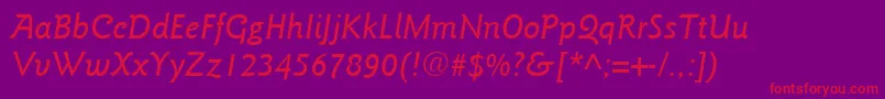 ItcGoudySansLtMediumItalic Font – Red Fonts on Purple Background