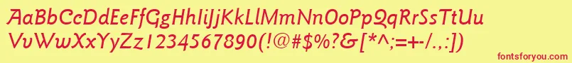 ItcGoudySansLtMediumItalic Font – Red Fonts on Yellow Background