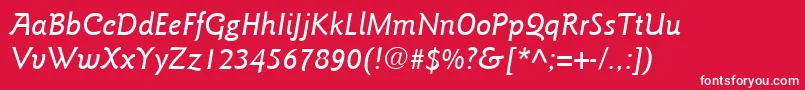 ItcGoudySansLtMediumItalic-Schriftart – Weiße Schriften auf rotem Hintergrund