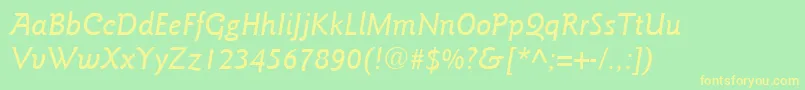 ItcGoudySansLtMediumItalic Font – Yellow Fonts on Green Background