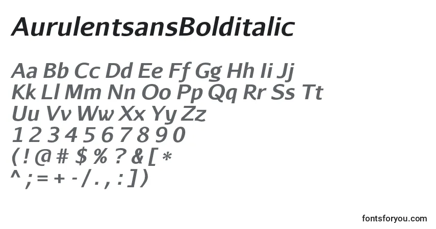 Fuente AurulentsansBolditalic - alfabeto, números, caracteres especiales