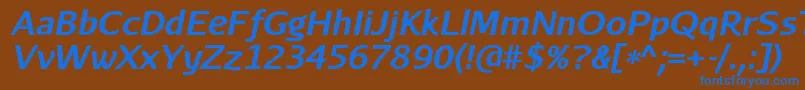 Weitere Informationen zur AurulentsansBolditalic-Schriftart AurulentsansBolditalic-Schriftart – Blaue Schriften auf braunem Hintergrund