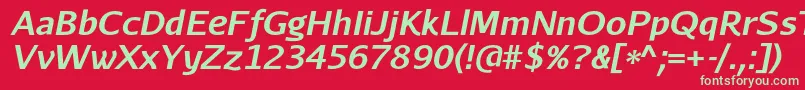 AurulentsansBolditalic Font – Green Fonts on Red Background