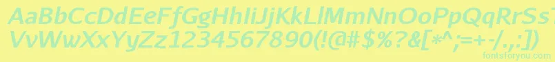 AurulentsansBolditalic Font – Green Fonts on Yellow Background