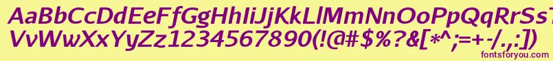 AurulentsansBolditalic Font – Purple Fonts on Yellow Background