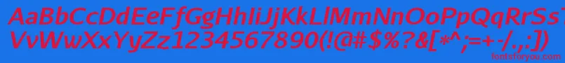 AurulentsansBolditalic Font – Red Fonts on Blue Background