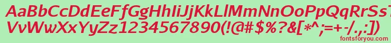 AurulentsansBolditalic Font – Red Fonts on Green Background