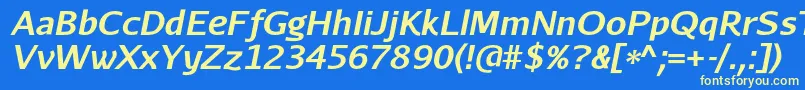 AurulentsansBolditalic Font – Yellow Fonts on Blue Background
