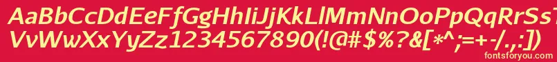 AurulentsansBolditalic-Schriftart – Gelbe Schriften auf rotem Hintergrund