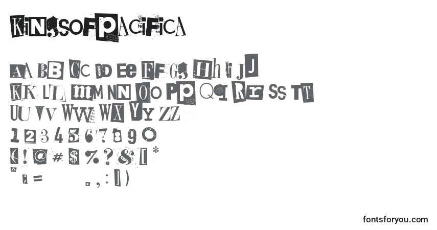 Czcionka Kingsofpacifica – alfabet, cyfry, specjalne znaki