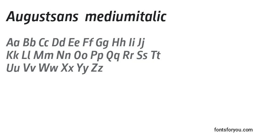 A fonte Augustsans66mediumitalic (52269) – alfabeto, números, caracteres especiais