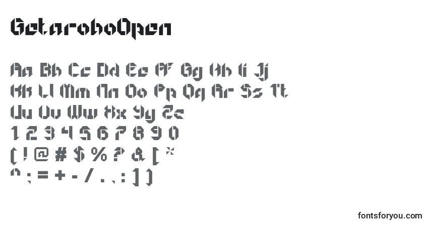 Schriftart GetaroboOpen – Alphabet, Zahlen, spezielle Symbole