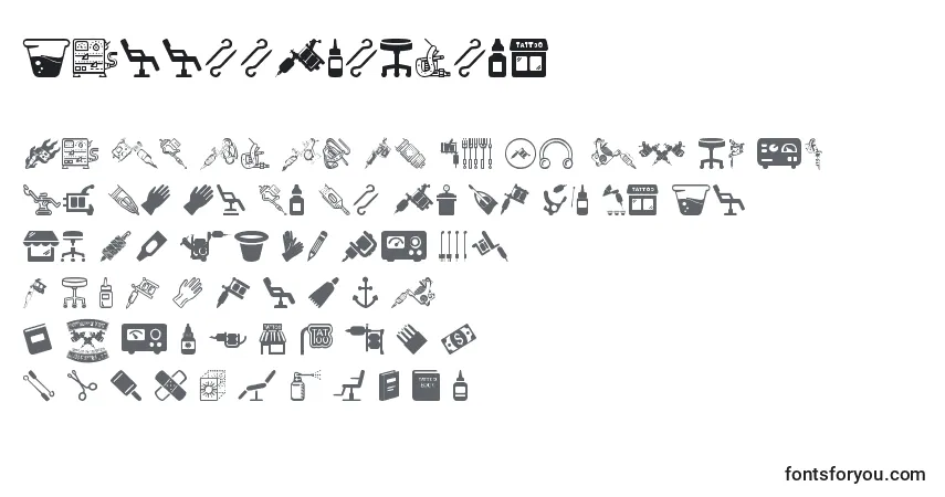 Czcionka TattooProIcons – alfabet, cyfry, specjalne znaki