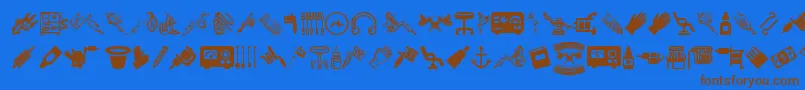 TattooProIcons-Schriftart – Braune Schriften auf blauem Hintergrund