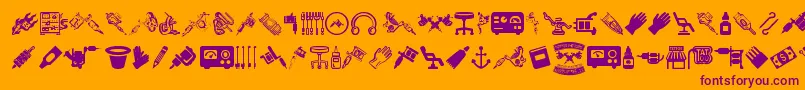 TattooProIcons-Schriftart – Violette Schriften auf orangefarbenem Hintergrund
