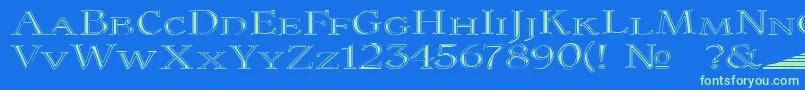 ColtaineNo1-Schriftart – Grüne Schriften auf blauem Hintergrund