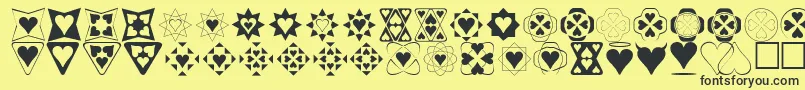 Heart Things Font – Black Fonts on Yellow Background