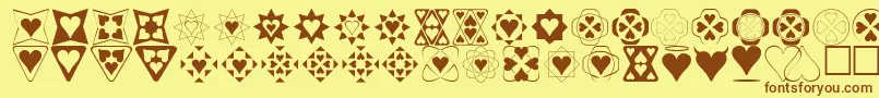 Heart Things Font – Brown Fonts on Yellow Background