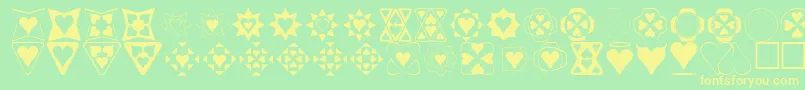 Heart Things Font – Yellow Fonts on Green Background