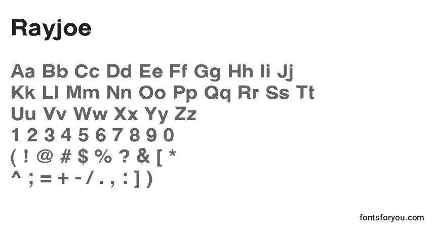 Schriftart Rayjoe – Alphabet, Zahlen, spezielle Symbole