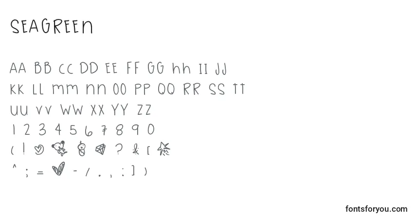 Schriftart Seagreen – Alphabet, Zahlen, spezielle Symbole