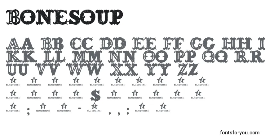 Шрифт Bonesoup – алфавит, цифры, специальные символы