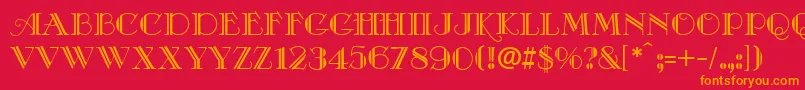 フォントCafeDeFranceDeco – 赤い背景にオレンジの文字
