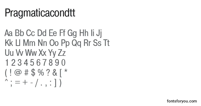 Шрифт Pragmaticacondtt – алфавит, цифры, специальные символы