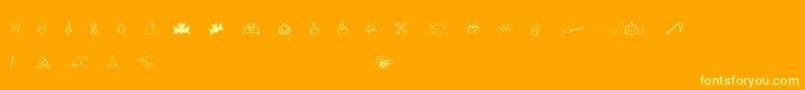 HalloweenTrick-Schriftart – Gelbe Schriften auf orangefarbenem Hintergrund