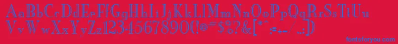 MonaLisaRecutitcNormal-Schriftart – Blaue Schriften auf rotem Hintergrund