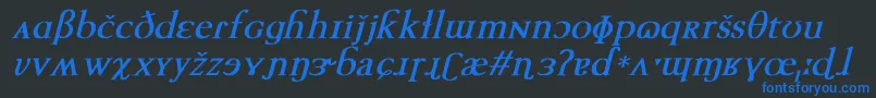 TechphoneticBoldItalic Font – Blue Fonts on Black Background