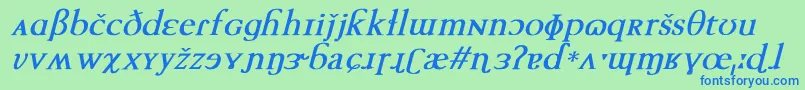 TechphoneticBoldItalic Font – Blue Fonts on Green Background