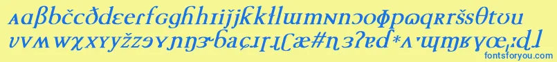 TechphoneticBoldItalic Font – Blue Fonts on Yellow Background