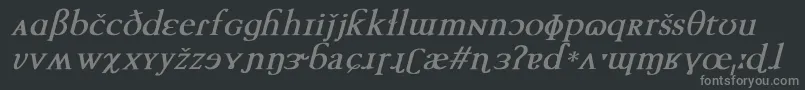 フォントTechphoneticBoldItalic – 黒い背景に灰色の文字