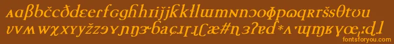 TechphoneticBoldItalic Font – Orange Fonts on Brown Background