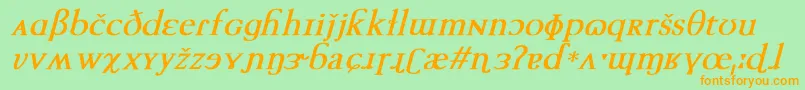 TechphoneticBoldItalic Font – Orange Fonts on Green Background