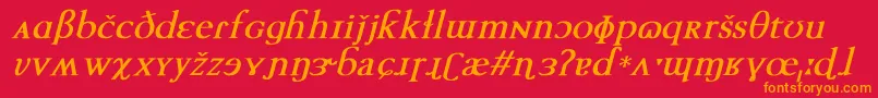TechphoneticBoldItalic Font – Orange Fonts on Red Background