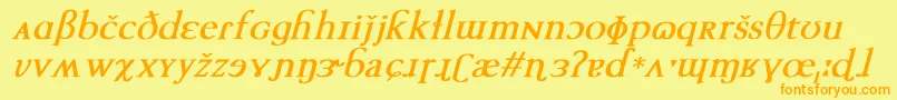 TechphoneticBoldItalic Font – Orange Fonts on Yellow Background