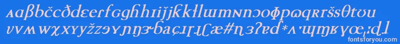 TechphoneticBoldItalic Font – Pink Fonts on Blue Background