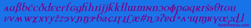 TechphoneticBoldItalic Font – Purple Fonts on Blue Background