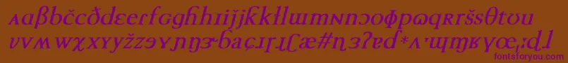 TechphoneticBoldItalic Font – Purple Fonts on Brown Background