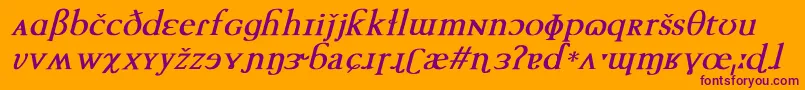 TechphoneticBoldItalic Font – Purple Fonts on Orange Background
