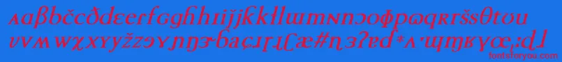 フォントTechphoneticBoldItalic – 赤い文字の青い背景