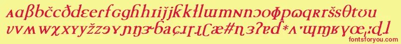 Шрифт TechphoneticBoldItalic – красные шрифты на жёлтом фоне