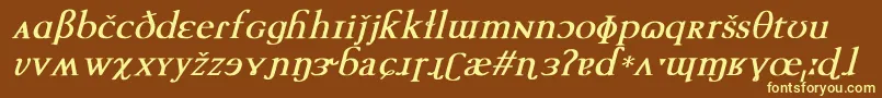 TechphoneticBoldItalic Font – Yellow Fonts on Brown Background