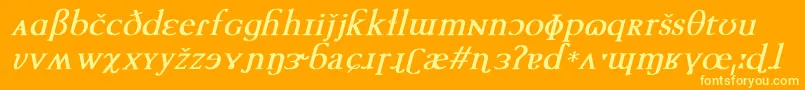 TechphoneticBoldItalic Font – Yellow Fonts on Orange Background