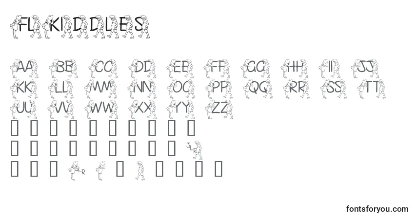 A fonte FlKiddles – alfabeto, números, caracteres especiais